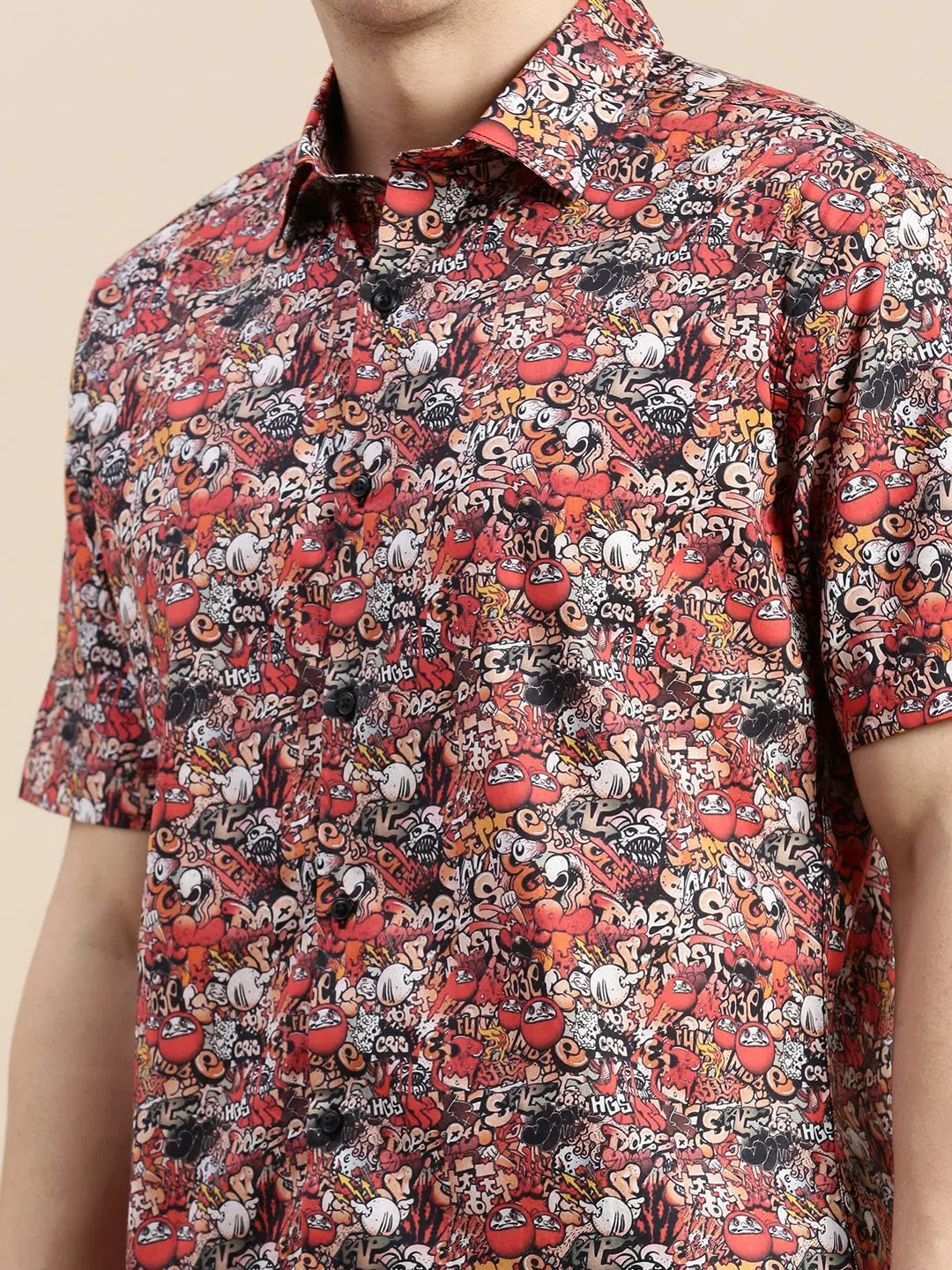 Multi Graphics Shirt | PolySatin Printed Mens Shirt - DesiQlo