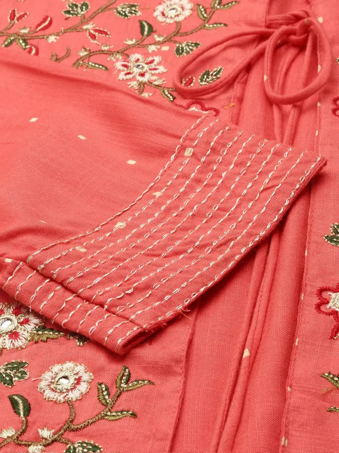 Coral Printed Anarkali Kurta - Women's Cotton Anarkali Gown