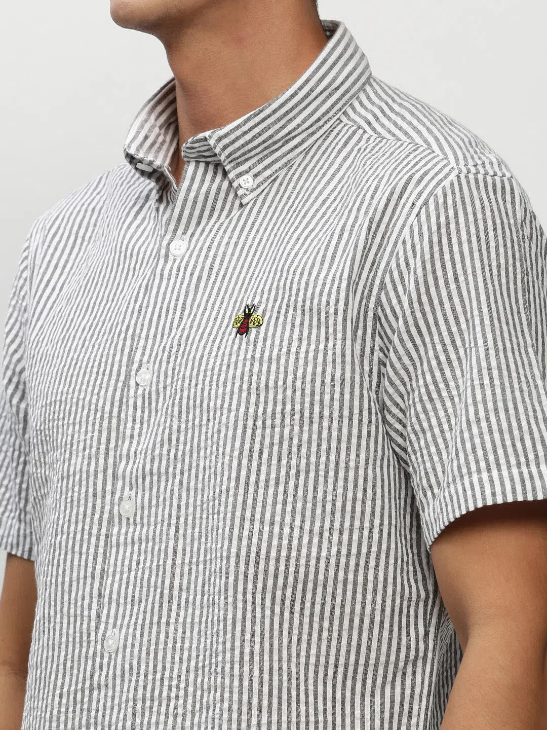 White Striped Mens Shirt - Cotton Casual Shirt | DesiQlo