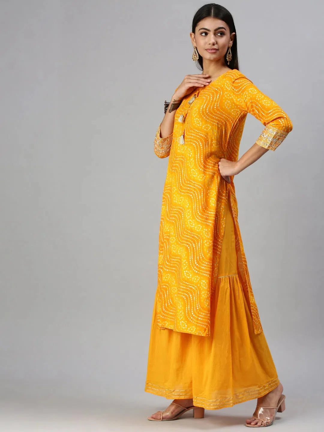 Yellow Printed Women's Kurta Sets | Cotton Kurta Set with Dupatta