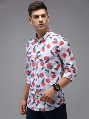 Men White Printed Casual Shirt-JHONOPRINT-1492-White