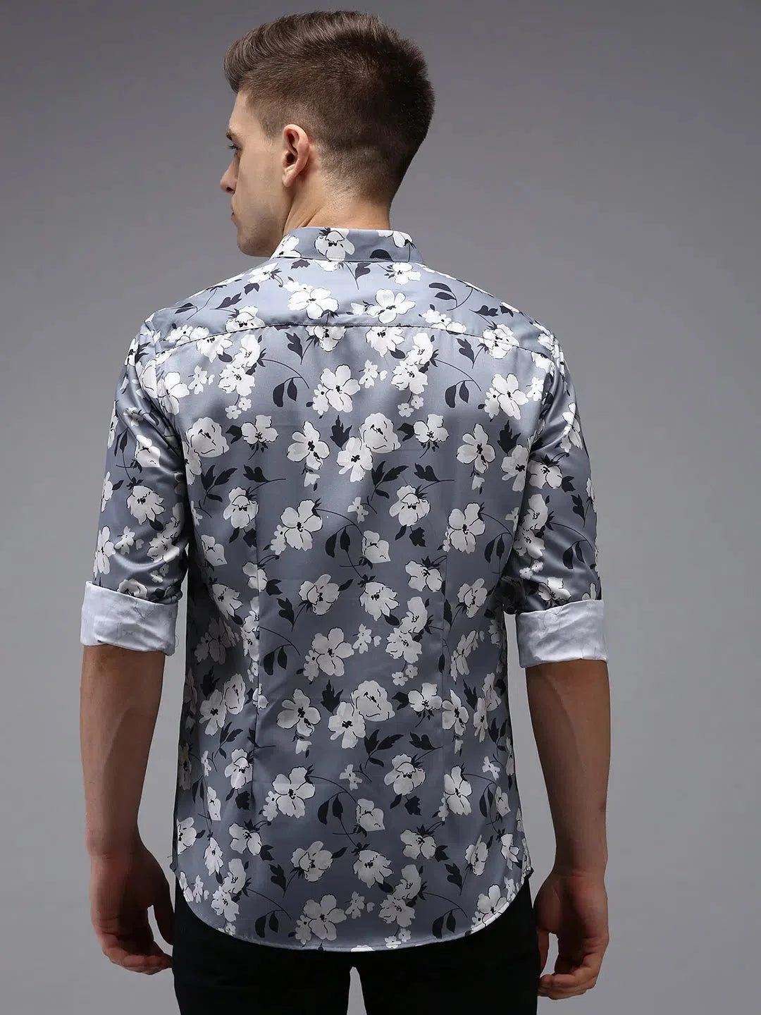 Grey Printed Mens Shirt - DesiQlo Cotton Casual Shirt