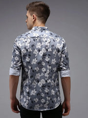 Men Grey Printed Casual Shirt-KELVENPRINT-1393-Grey
