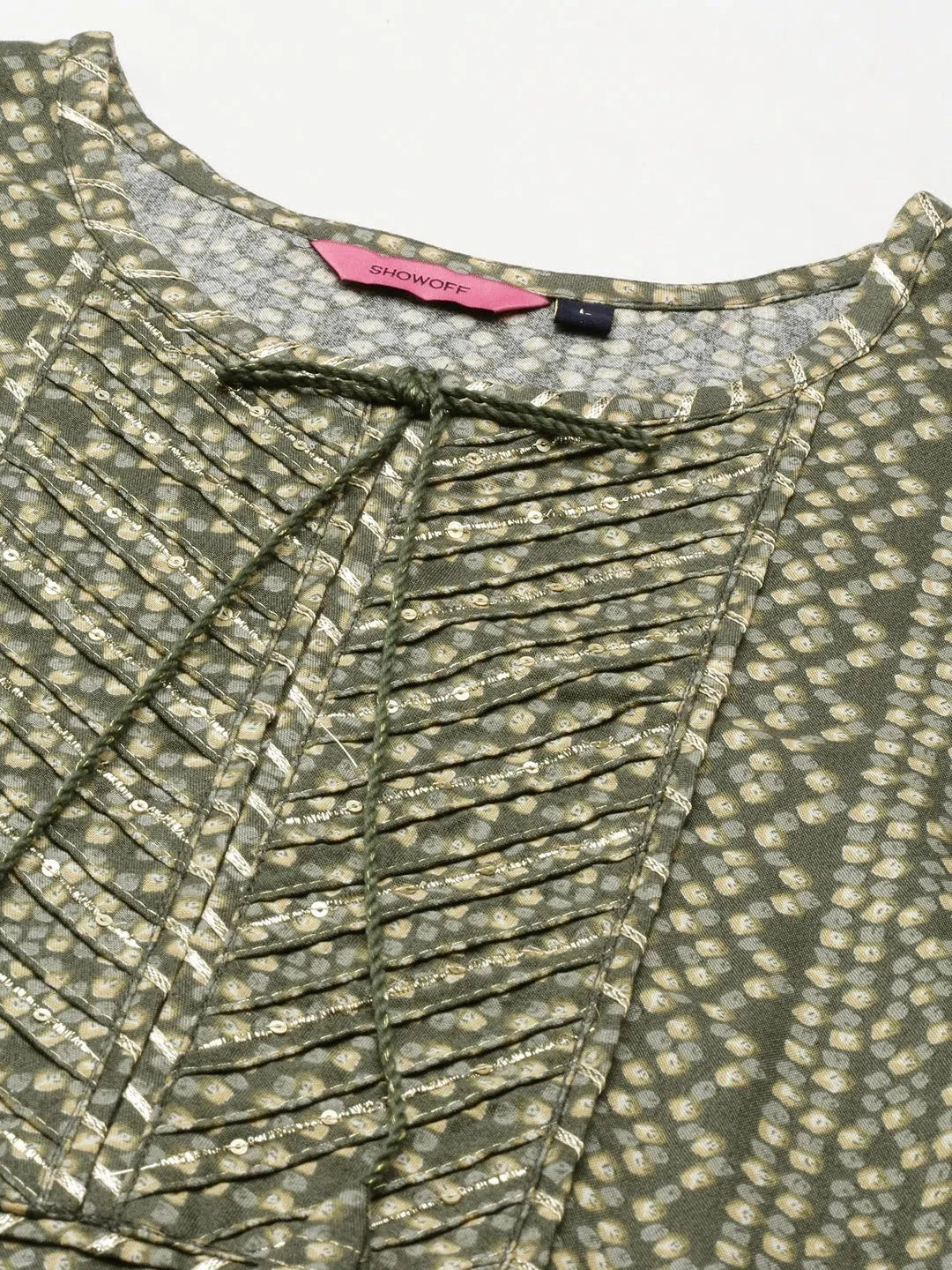 Olive Printed Cotton Kurta for Women | DesiQlo Indian Kurtis