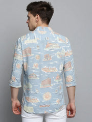 Men Blue Printed Casual Shirt-BESTCOLOURPRINT-4111-Blue