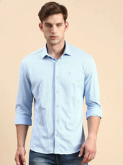Men Blue Solid Casual Shirt-CELLOKNITS-4972-Blue