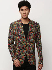 Men Black Printed Casual Blazers-SOBLZ-080-5-Black