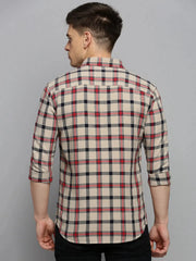 Men Beige Checked Casual Shirt-DALTONCHECKS-4090-Beige