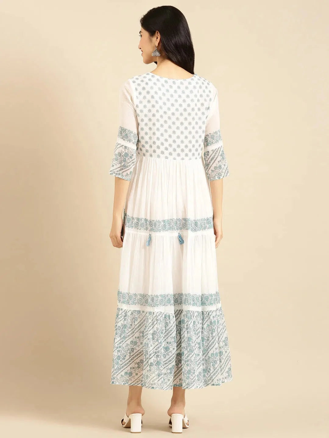 White Printed Kurta: Stylish A-Line Indian Kurtis for Women