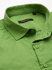 Men Green Solid Casual Shirt-MUNIFICENCEPLAIN-3395-Green