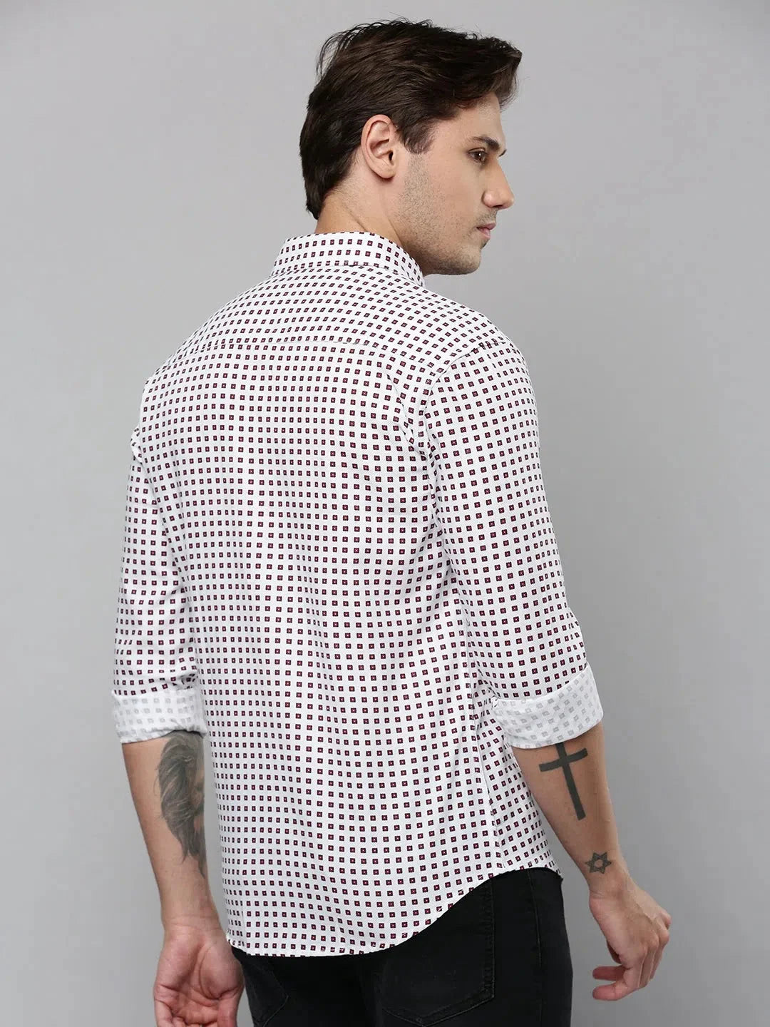 White Polka Dot Mens Shirt - Cotton Formal Shirts