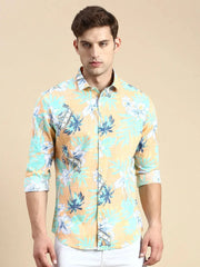 Men Orange Printed Casual Shirt-JORDANPRINT-4893-Orange