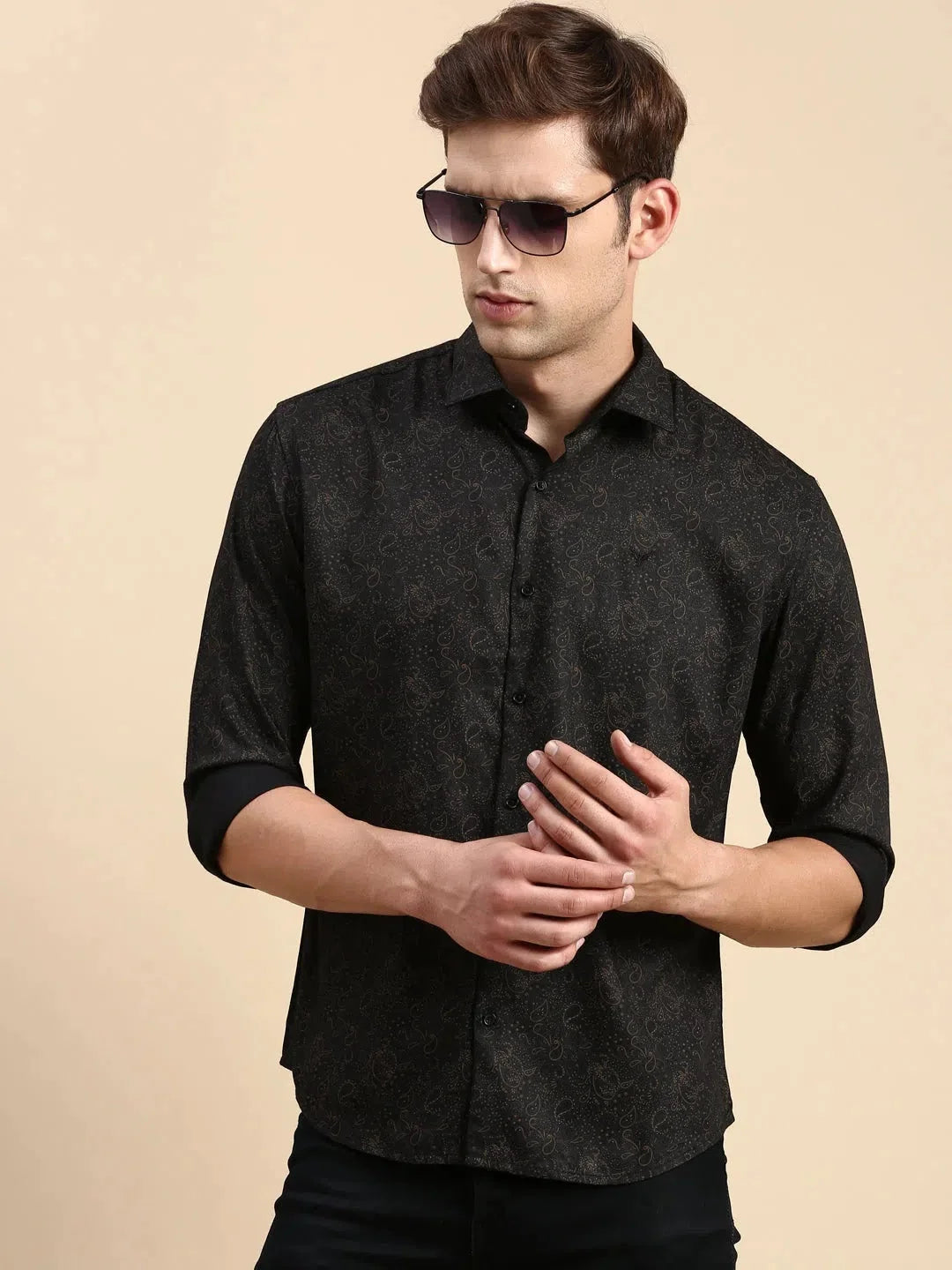 Trending Black Printed Mens Shirt | Cotton Casual Shirt - DesiQlo