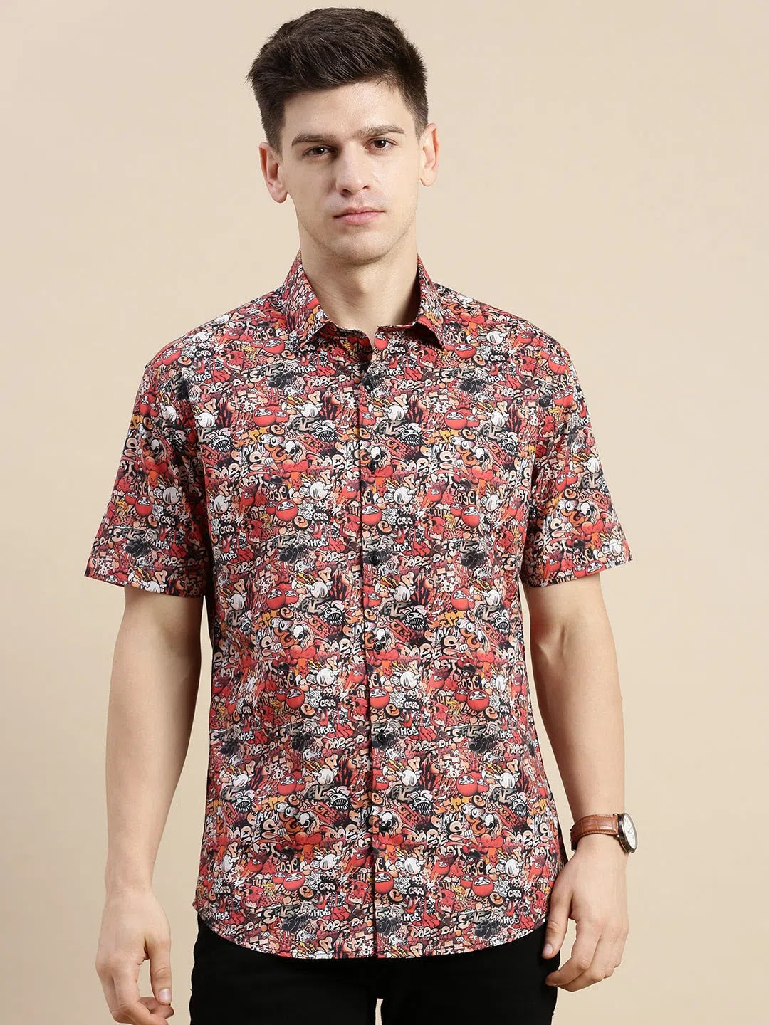 Multi Graphics Shirt | PolySatin Printed Mens Shirt - DesiQlo