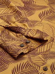 Men Yellow Printed Casual Shirt-CLARISSAPRINT-2009-Mustard