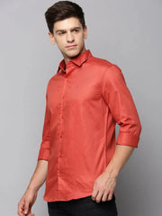 Men Rust Solid Casual Shirt-BREZZAPLAIN-4546-Rust