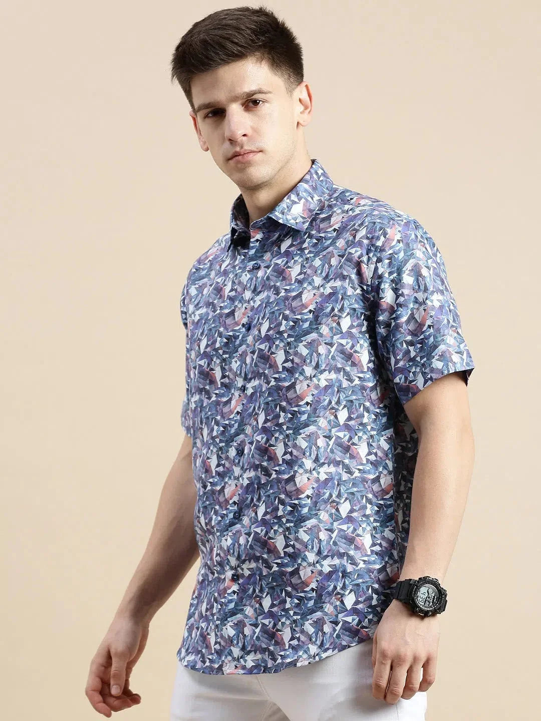 Multi Abstract Mens Shirt - Galaxy Cotton Printed Shirt DesiQlo
