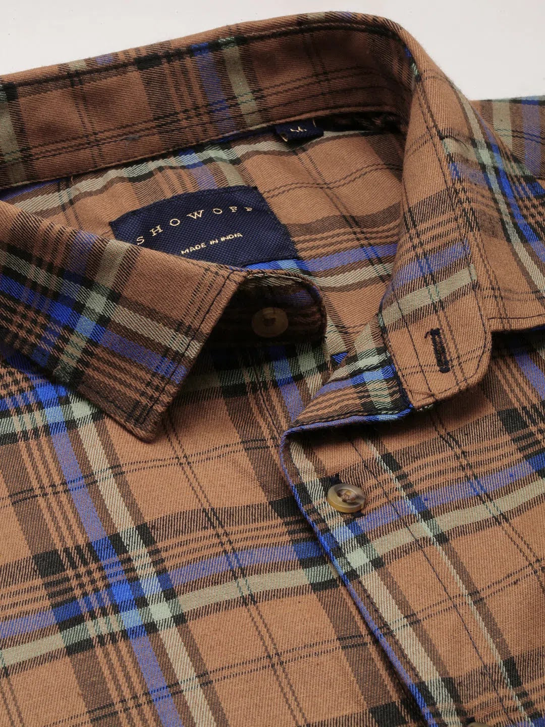 Authentic Brown Checked Mens Shirt - Cotton Casual Shirt | DesiQlo