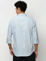 Men Blue Solid Casual Casual Shirts-BENINTWILL-5384-Blue