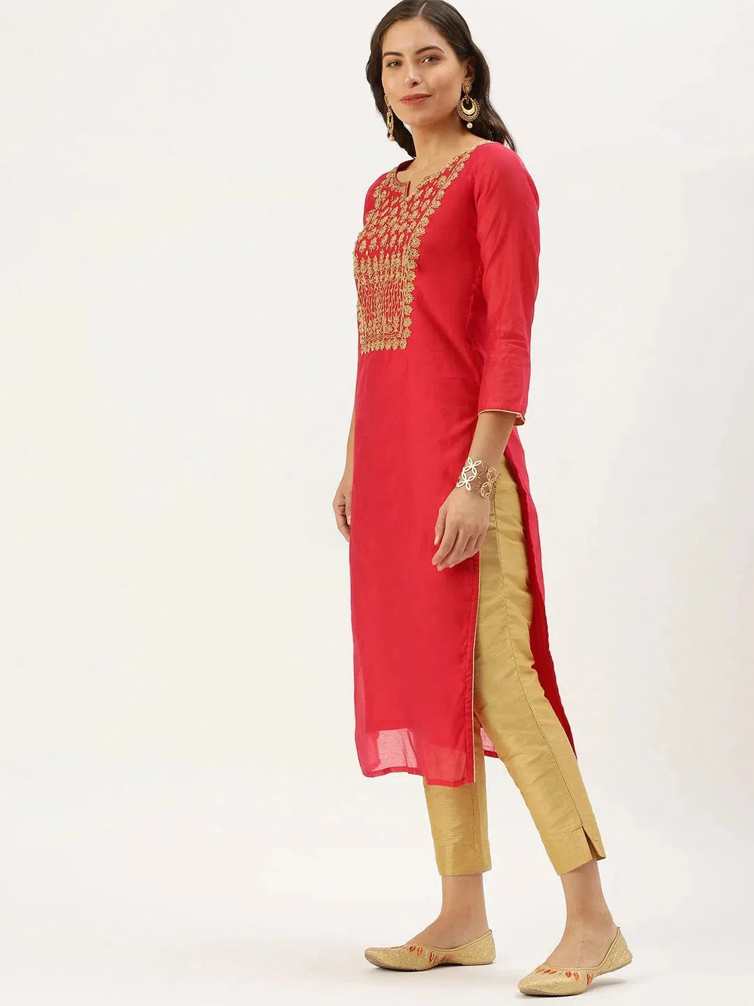 Red Embellished Indian Kurta for Ladies - Shop DesiQlo Kurtas