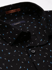 Men Black Geometrical Casual Shirt-STANLEY-5553-Black