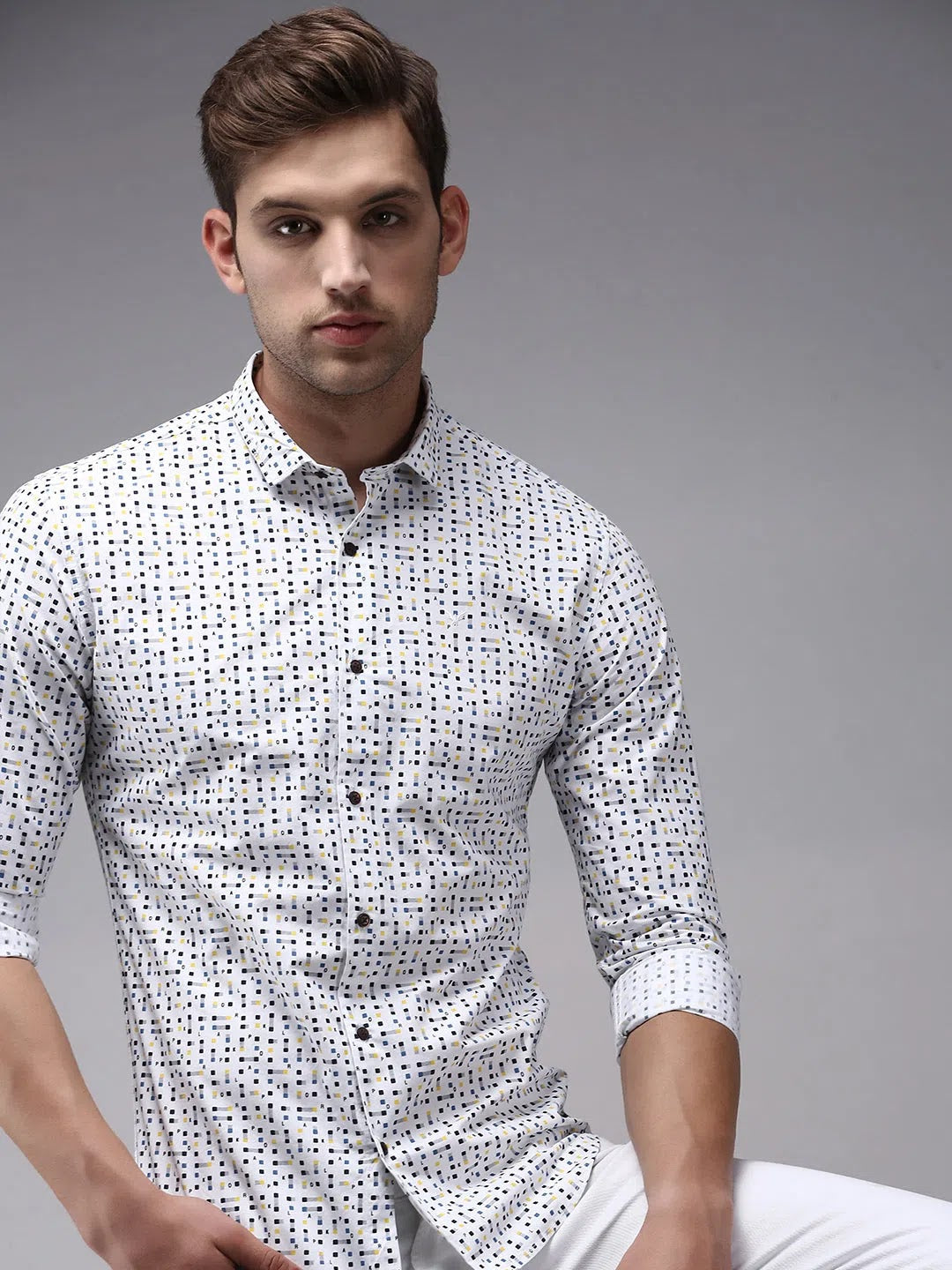 Shop White Printed Mens Shirt - Stylish Cotton Shirt | DesiQlo