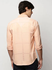 Men Peach Checked Casual Casual Shirts-TRUJETTWILL-5481-Peach