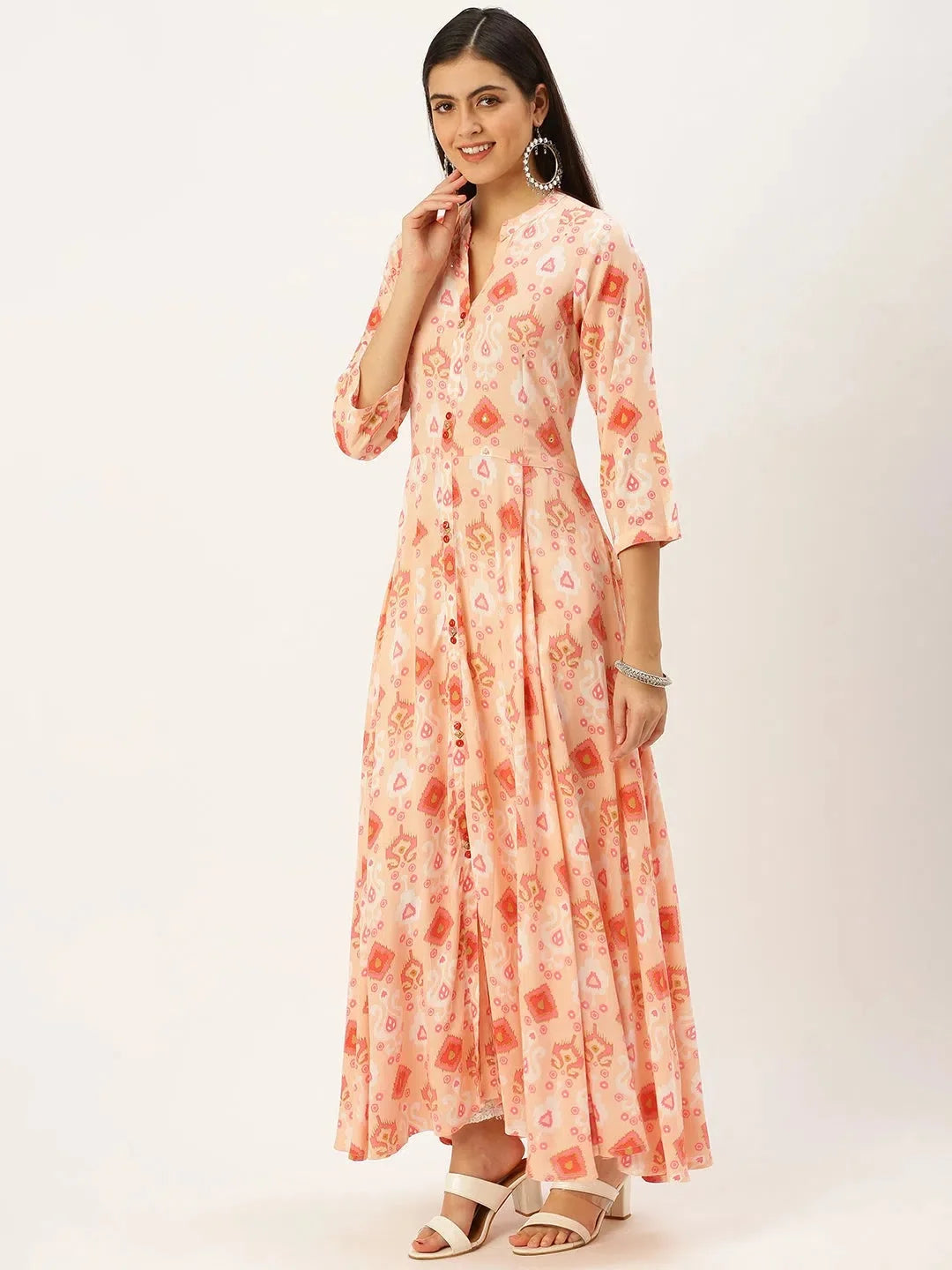 Pink Printed Anarkali Kurta for Women - DesiQlo Online