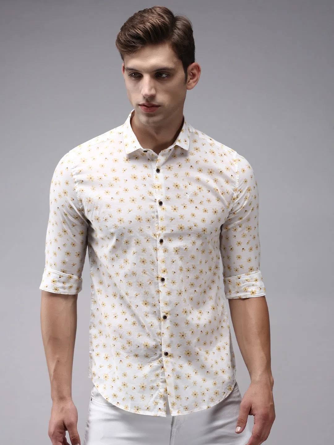 White Printed Mens Shirt | Casual Cotton Printed Shirt