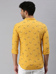 Men Yellow Printed Casual Shirt-STANDARDPRINT-1294-Yellow