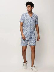 Men White Printed Casual Co ords-AM-98-16-White