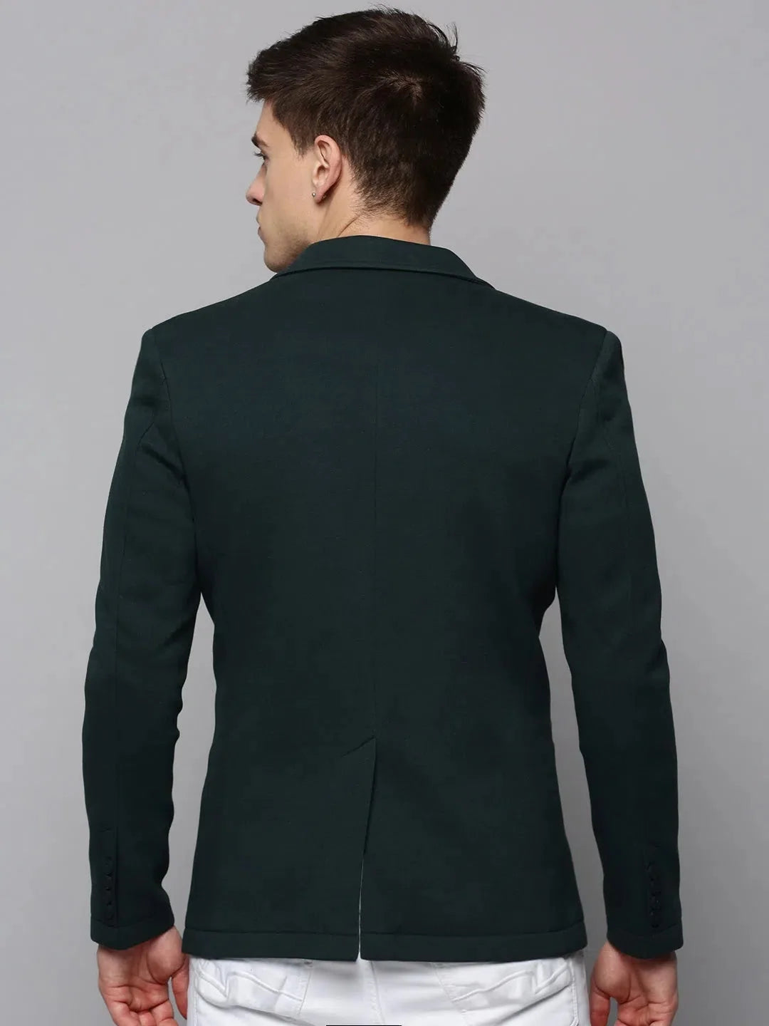 Green Solid Cotton Blazer - Men's Ethnic Nehru Jacket by DesiQlo