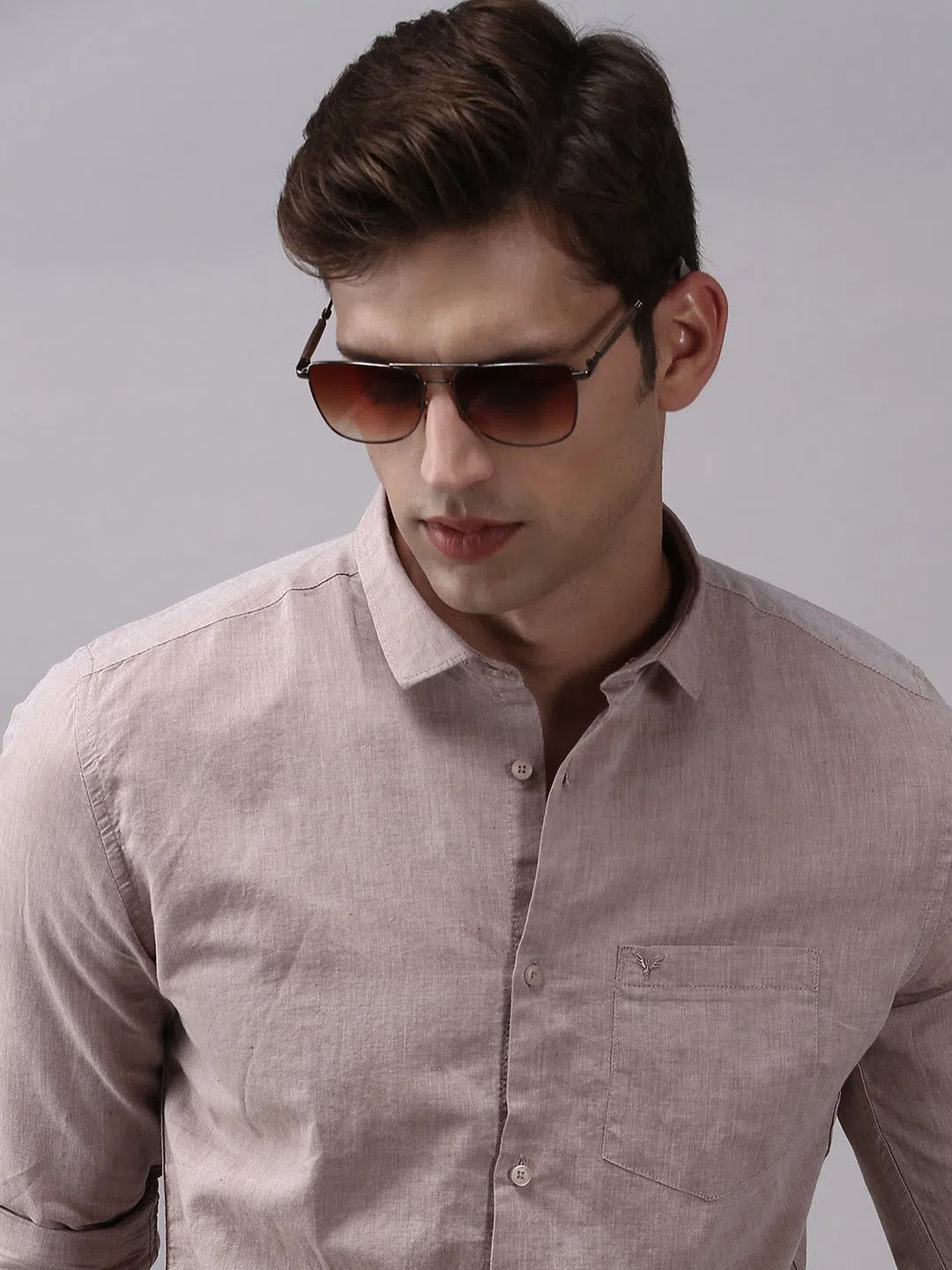 Trending Beige Solid Mens Shirt - Casual Cotton Shirt | DesiQlo