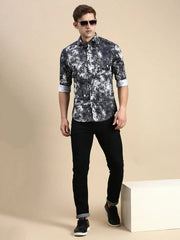 Men Black Printed Casual Shirt-MONTREAL-0794-Black