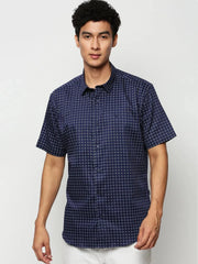 Men Navy Geometrical Casual Casual Shirts-JUPITERPRINT-1799-Navyblue