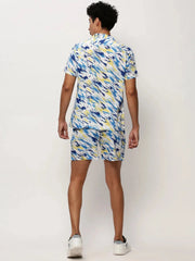 Men White Printed Casual Co ords-AM-98-15-White