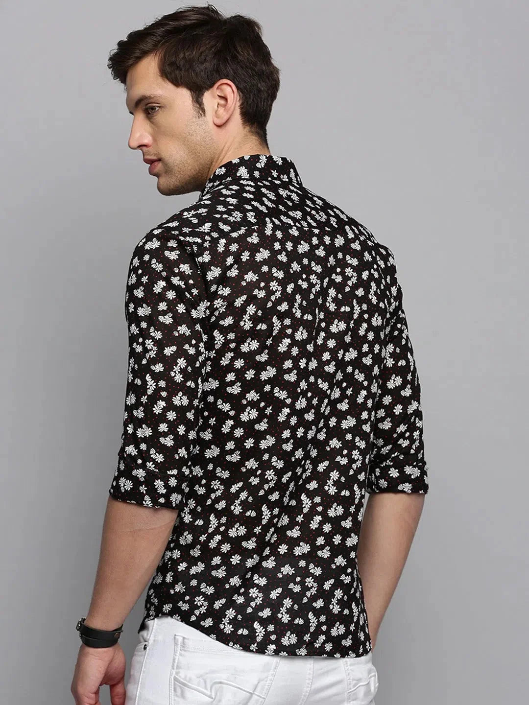 Black Printed Mens Shirt | Cotton Casual Shirt | DesiQlo