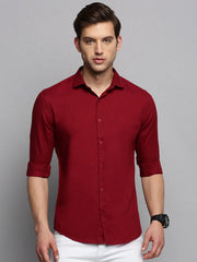 Men Maroon Solid Casual Shirt-SUPREMEPLAIN-1945-Maroon