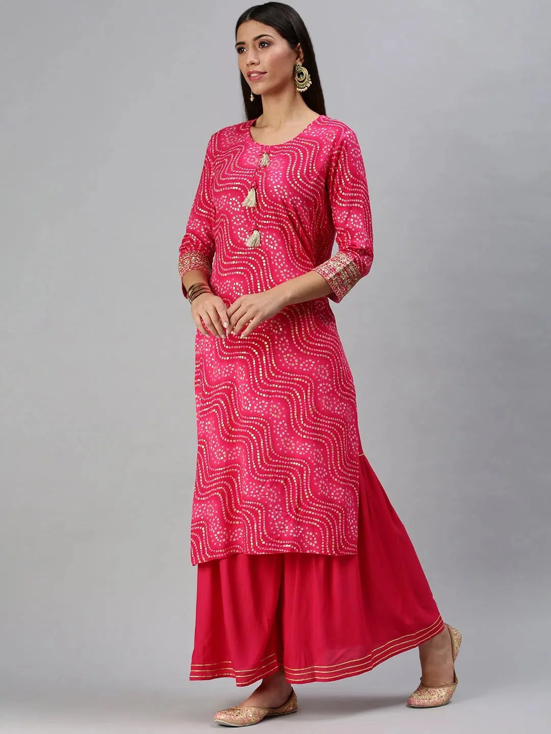 Magenta Printed Kurta Set - Women's Indian Kurta Sets