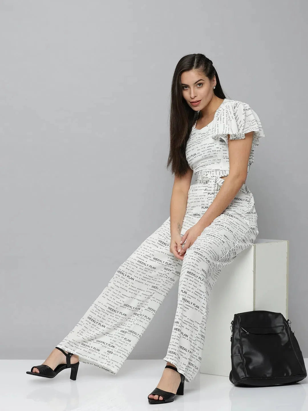 White Printed Co Ord Set for Women | Viscose Casual Co ord
