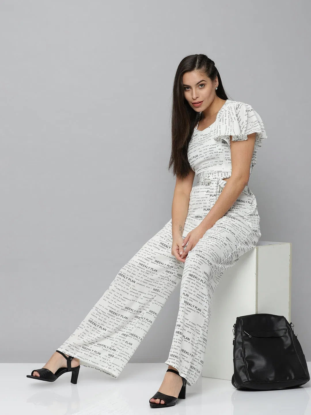 White Printed Co Ord Set for Women | Viscose Casual Co ord