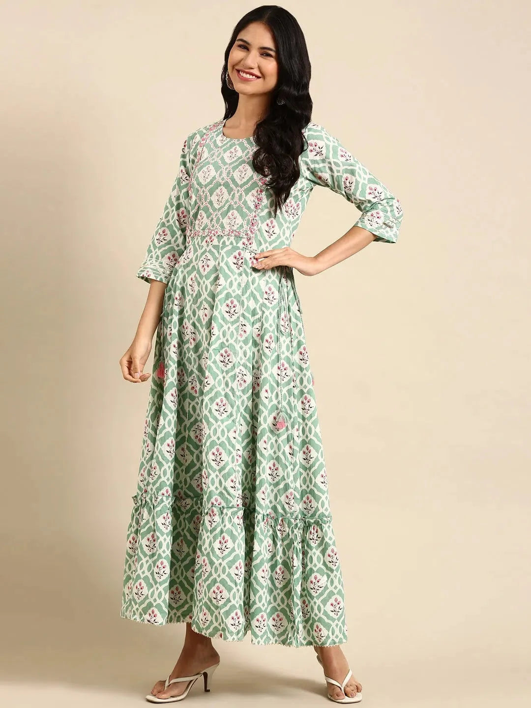 Sea Green Anarkali Kurti - Women's Solid Anarkali Dress Online