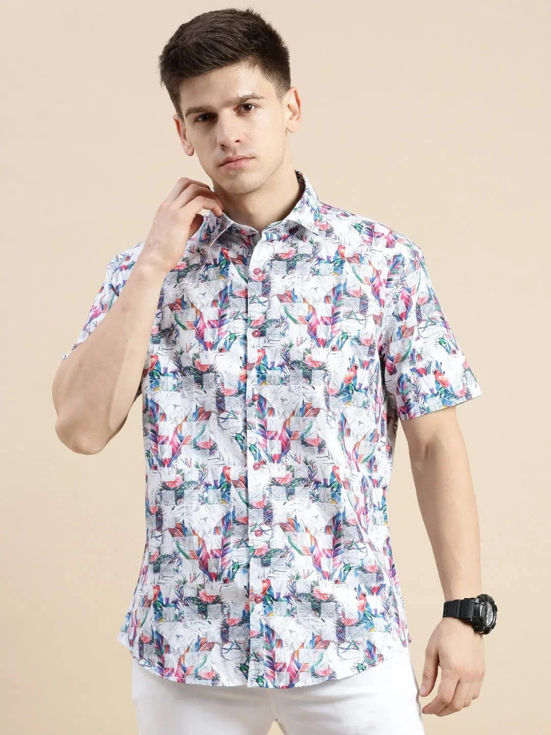 Men's Abstract Print Cotton Shirt | DesiQlo Printed Shirt