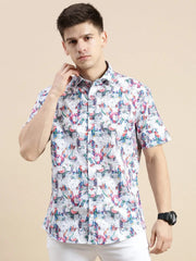 Men Multi Graphics Casual Shirt-GALAXY-1665-Multi