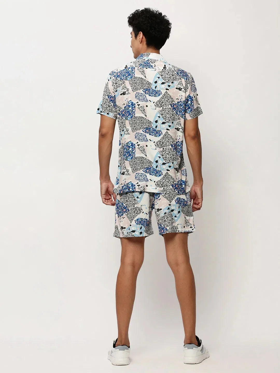 Men's White Printed Casual Co ord Set | Showoff Fashion