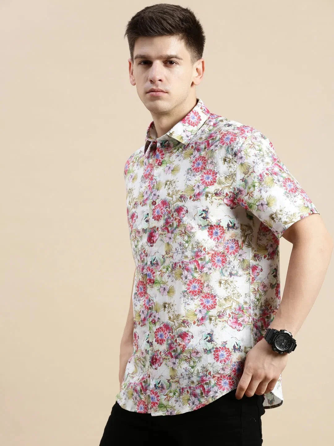 Men's Floral Printed Shirt - Trendy Cotton Mens Shirt