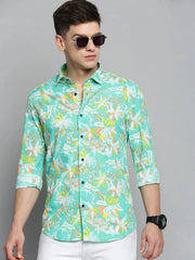 Men Green Printed Casual Shirt-CARLOSPRINT-3242-Green
