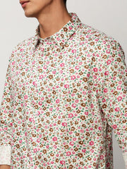 Men White Floral Casual Casual Shirts-AMALTHEA-1806-White