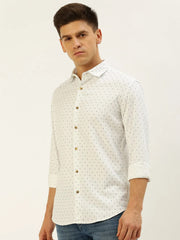 Men White Printed Casual Shirt-REPLAYPRINTSLINEN-3461-White