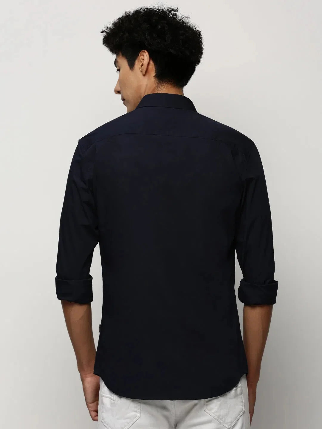 Men's Navy Solid Cotton Shirt | DesiQlo Formal Shirts
